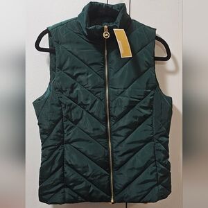 Michael Kors Quilted Puffer Vest Jacket Emerald Green Women's Sz Small MSRP $125